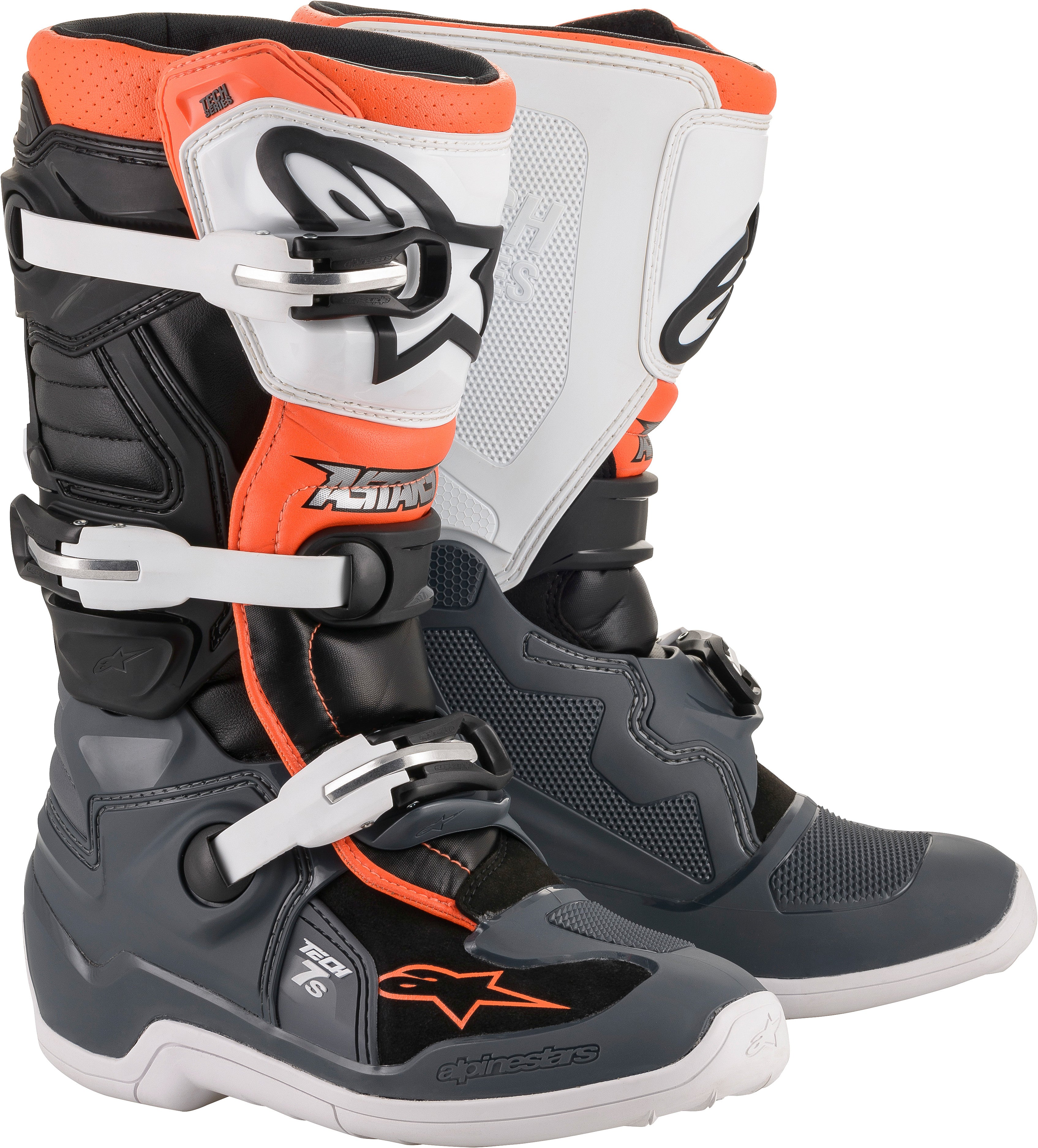 Alpinestars Tech 7S Boots Black/Grey/White/Fluorescent Orange Us 03 2015017-1124-3