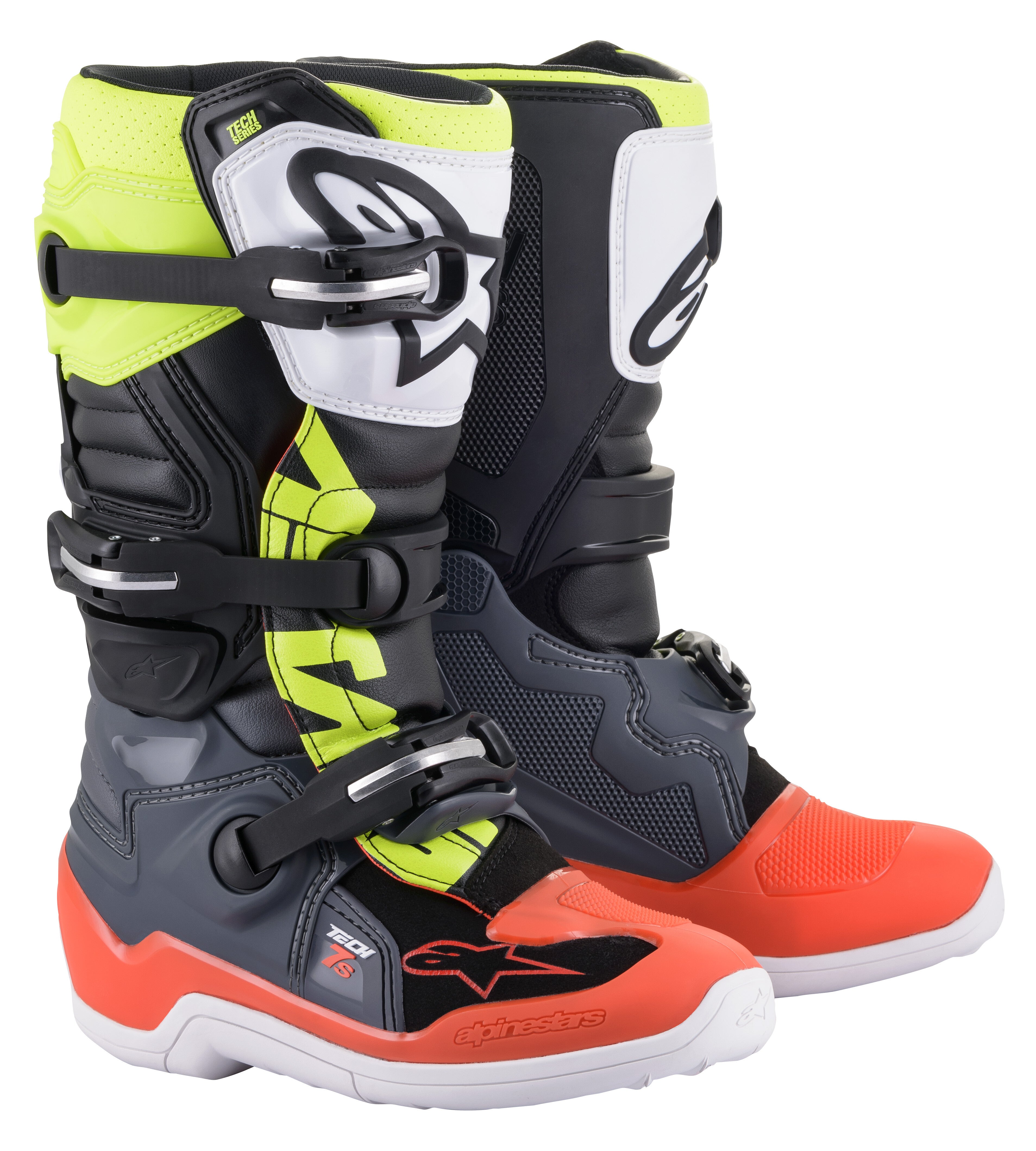 Alpinestars Tech 7S Boots Dark Grey/Fluo Red/Fluo Yellow Us 07 2015017-9058-7
