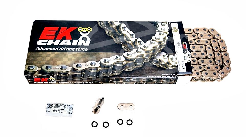 EK Motor Sport "EK Chain 525 ZVX3 Series Chain - 120 Links - Gold